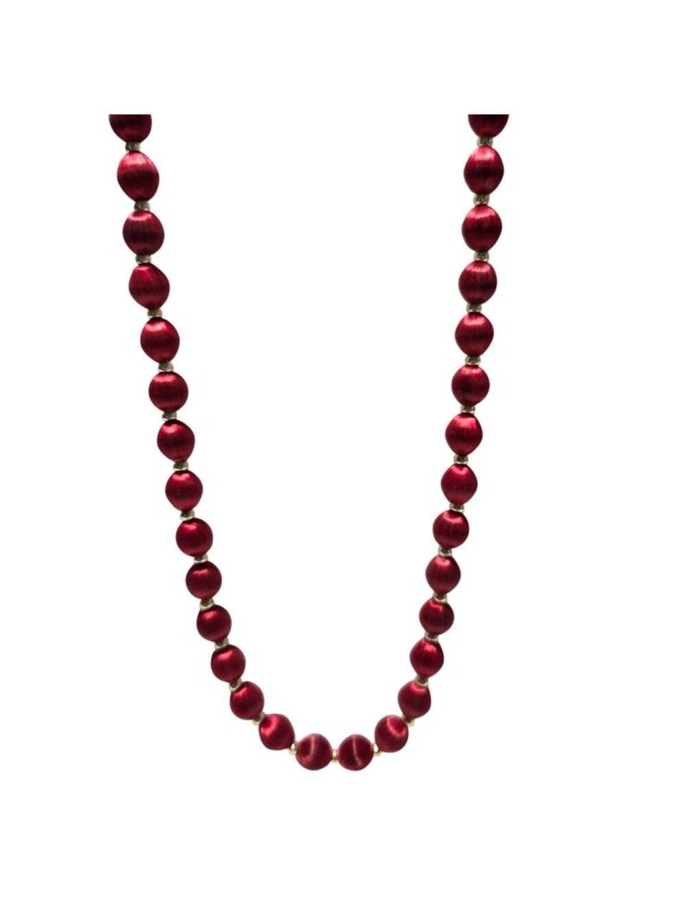 Vintage Red Satin Bead Necklace Classic Retro Minimalist Fashion Jewelry Women